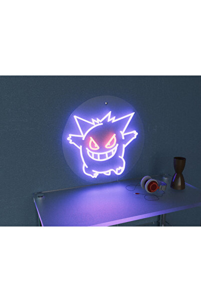Toxon Gengar Pokemon Neon Led Tabela Dekoratif Aydınlatma