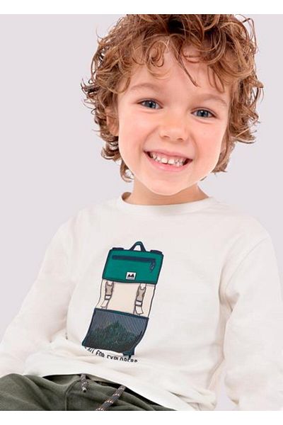 MAYORAL Rucsac băieți Tricou cu mânecă lungă 4028 Culoare crem