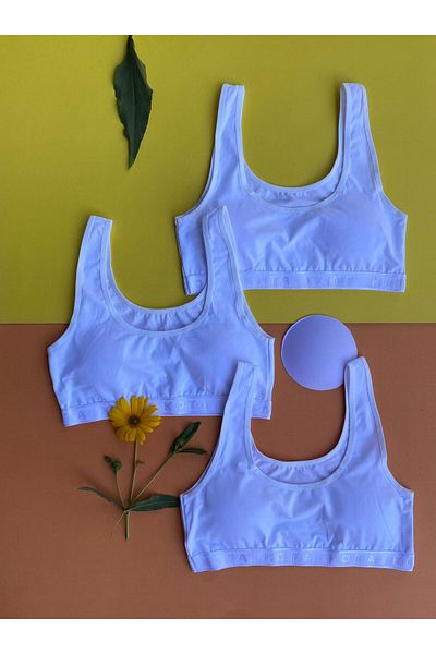 VicTroy Thick Strap 3-Piece Padded White Color Half Tank Top (M=70-75, L=80-85, Xl=90-95, 2xl=100-105) 63v13