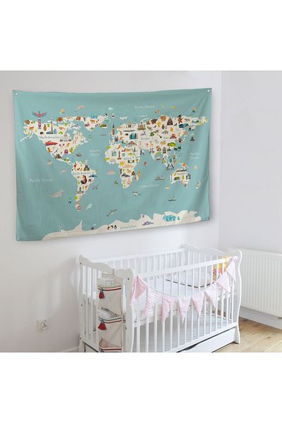 lilafil 3786 Model Educational World Map Children's Room - Wall Cover and Carpet