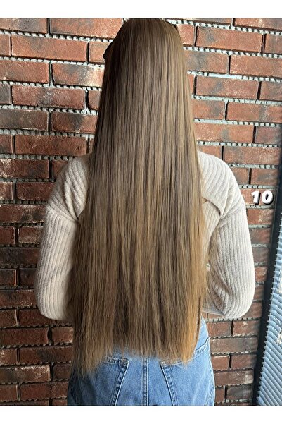 Suzan Peruk Fiber Sentetik Düz Yarım Ay + 2 Yan Çıt Çıt - Kumral