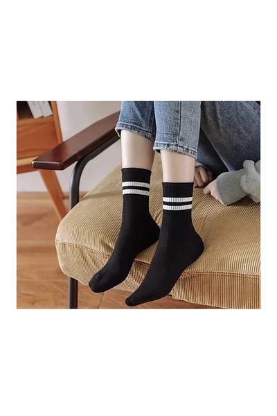 REYNBOO SOCKS 3 ζευγάρια Unisex πλένονται πολύχρωμες ριγέ κολεγιακές κάλτσες τένις