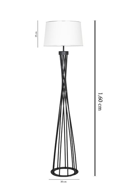 avizade Siyah Burgulu-Beyaz Şapkalı-Ayaklı Lambader