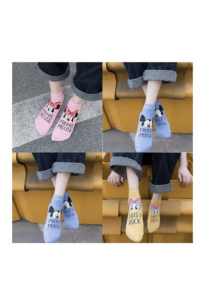 REYNBOO SOCKS 10 чифта дамски сладки многоцветни анимационни шарени ботуши, които могат да се перат, чорапи до глезена