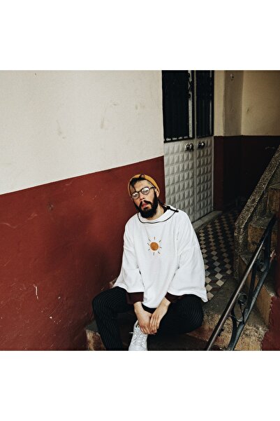 melongeneco Oversize Geniş Kol Handmade Güneş Panço Sweatshirt