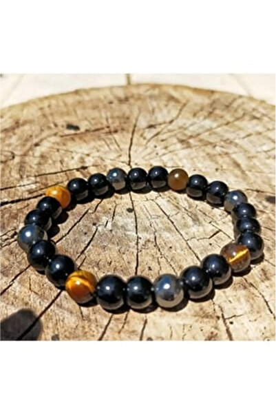 beautifulnaturelstones Kaplan Gözü, Obsidyen Ve Hematit Doğal Taş Bileklik 8 Mm Aa Kalite