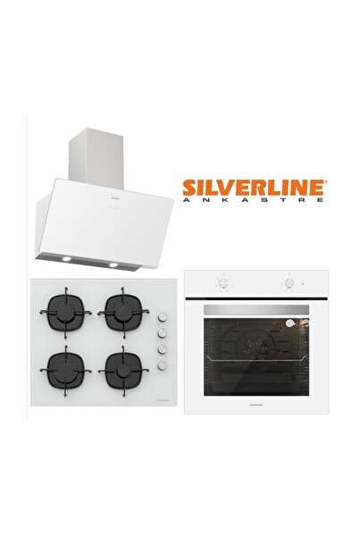 Silverline Beyaz Cam Ankastre Set (3457 Soho 60+cs5335w01+bo6501w01)