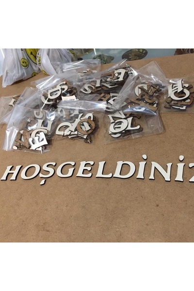 guluslazerkesim 1 SET KREM AHŞAP HOŞGELDİNİZ HARFLERİ