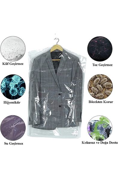 Dekals 10 Pieces Clothes Bag with Hanger Holes Sweater Jacket Suit Nylon Bag Clothing Protection Nylon 60x90