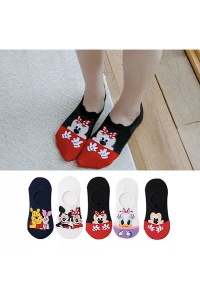 REYNBOO SOCKS 5 чифта дамски анимационни многоцветни невидими маратонки