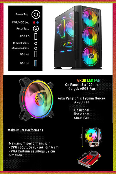 Zeiron Sirius X32 i5 3470 16GB 512GB SSD GTX1050Ti 23.8" 165Hz Oyuncu Masaüstü Bilgisayar