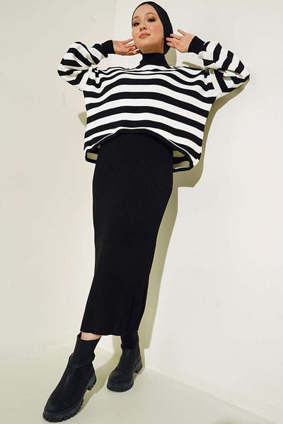 benguen 5105 Turtleneck Gilet Knitwear Suit Black