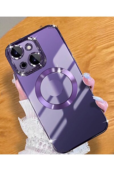 m.tk moveteck iPhone 15 Kılıf Orta Logo Gösteren Arkası Şeffaf Kenarları Renk...