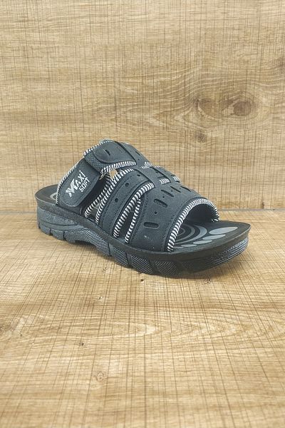 Maxisoft Ορθοπεδική σόλα Velcro Μαύρες ανδρικές παντόφλες για το σπίτι και εκτός Trl0029