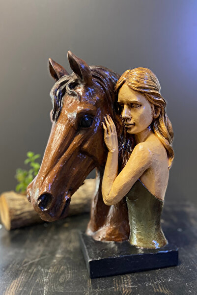 Tasarloxi Kadın ve At Büst Dekoratif Biblo