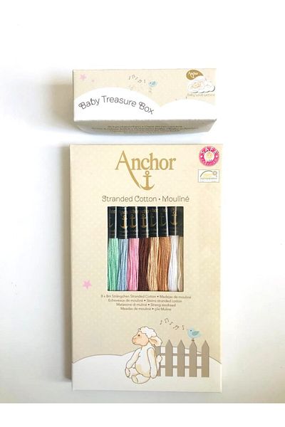 Anchor Σετ Muline 8 τεμαχίων - Πρότυπο έτοιμο και δώρο Baby Memory Box