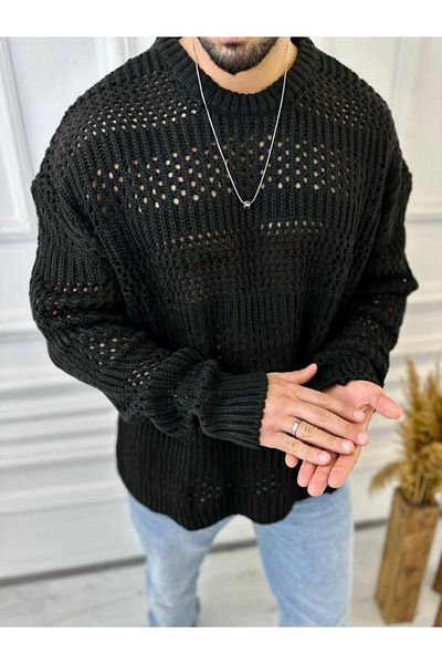 elkumoda Pulover supradimensionat din bumbac natural - Tăiere lejeră