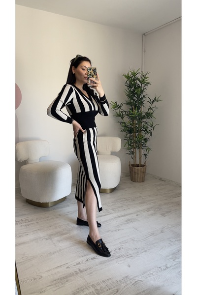 Zilolafashionhouse Çizgili triko elbise