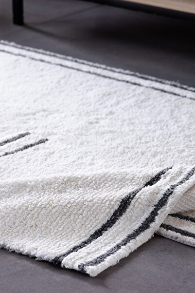 Doqu Home 2-Piece Bath Mat Cotton Dora Cream-Anthracite 60x100 cm/50x60 cm