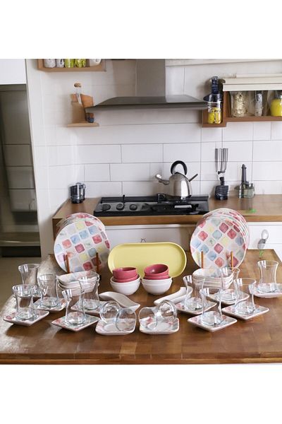 Keramika Set Breakfast Colors 51 Pieces for 12 People