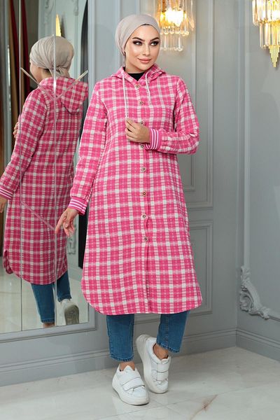 Modamihram Buttoned Chanel Cape Pink 19159
