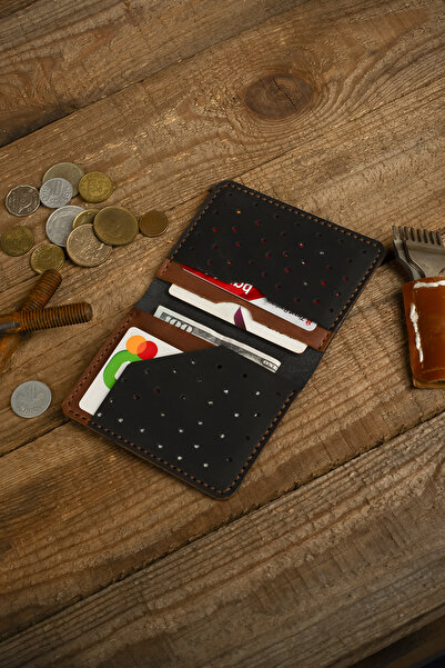 Lost Slope حامل بطاقات جلدي - جلد حقيقي وصناعة يدوية