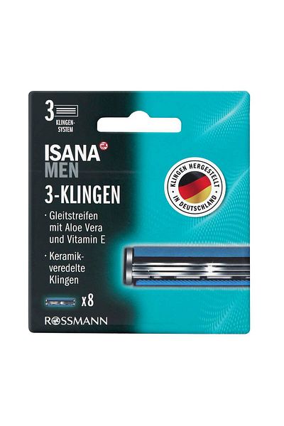 ISANA Men's Razor 3 Blades Spare 8 Pieces