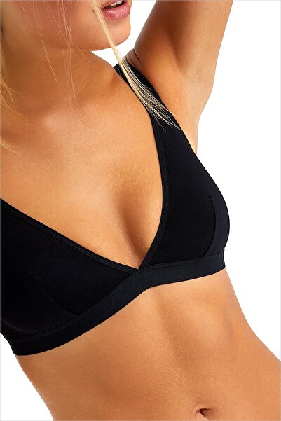AYYILDIZ Μαύρο χτενισμένο βαμβακερό σουτιέν 2028