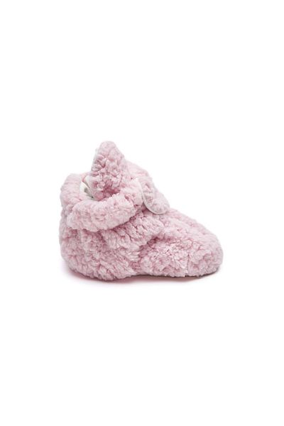 First Step Snap-On Non-Slip Sole Sherpa Booties Baby Non-Slip Sole Snap Booties F-859-PINK Pe