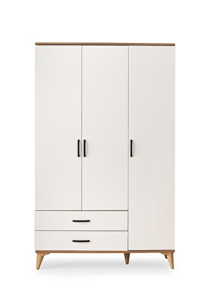 Erezogulları Mobilya Kumsal 3 Kapılı 2 Çekmeceli Gardrop Elbise Dolabı 120x48x195cm