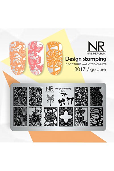 Nail Republic Stamping Plaka 3017 – Gupure (Dantel) Desenli Nail Art Damgalam...