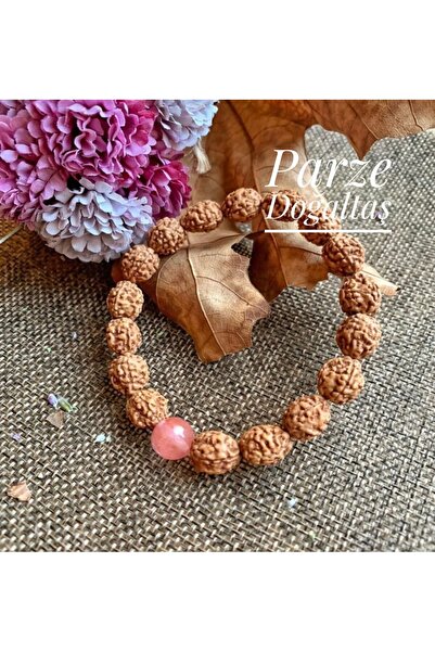 parze doğaltaş Rudraksha Seed Leather Bracelet