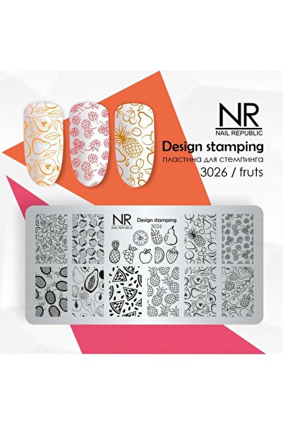 Nail Republic Stamping Plaka 3026 – Meyve Desenli Oje Damgalama Plakası | Nai...