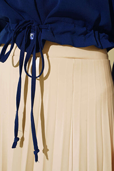 VOLT CLOTHİNG Kadın Piliseli Deri Görünüm Etek