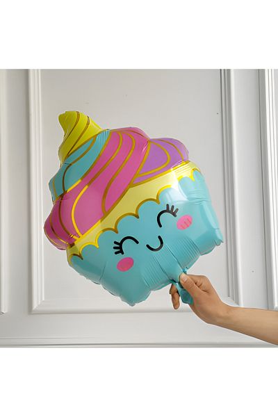 Parti Station Ice Cream Cupcake and Balloons Set for 2 Years Old Birthday - Chef Theme Silm Cream