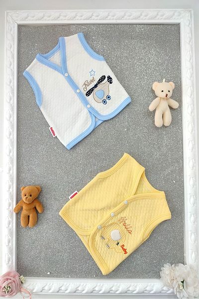 dubi baby baby boy fatitto front snap animal pattern 2-pack baby quilted vest