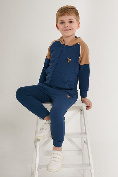 U.S. Polo Assn. BASE. Polo Assn. Boy's Licensed Zippered Hooded Tracksuit Set
