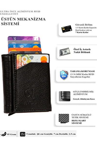 Astakos Genuine Leather Luxury Coated Aluminum Mechanism Classic Automatic Wallet Card Holder Unisex