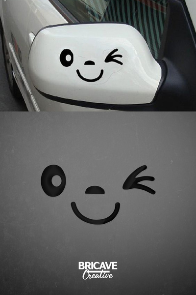 Bricave Gülen Yüz, Emoji Araba-Motosiklet Cam Etiket Sticker 13x7cm