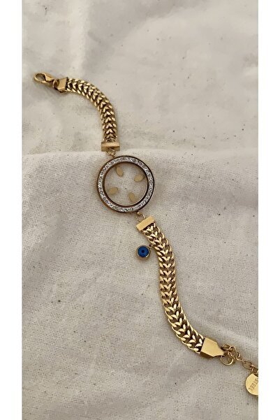 Opia JEWELRY - Nazar Boncuklu Kuyumcu Model Çelik Bileklik (çeyrek Koyulabili...