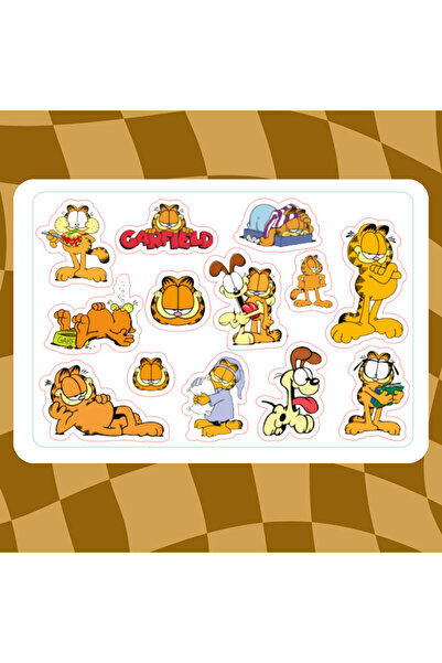 Nurmurs Garfield Çizgi Film Laptop Notebook Ajanda Tablet Etiket Sticker