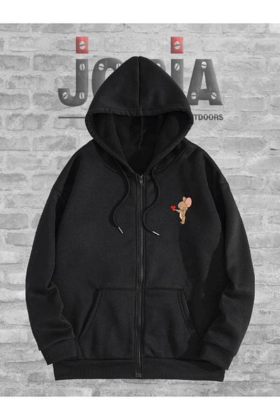 Jobia Outdoors Φούτερ με φερμουάρ με κουκούλα με φλοράλ Tom And Jerry Ζακέτα Lover Combination