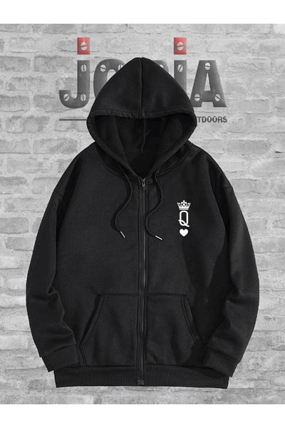 Jobia Outdoors 3-прежди k-q King Queen Print с цип и качулка, поларено яке, комбинирано жилетка