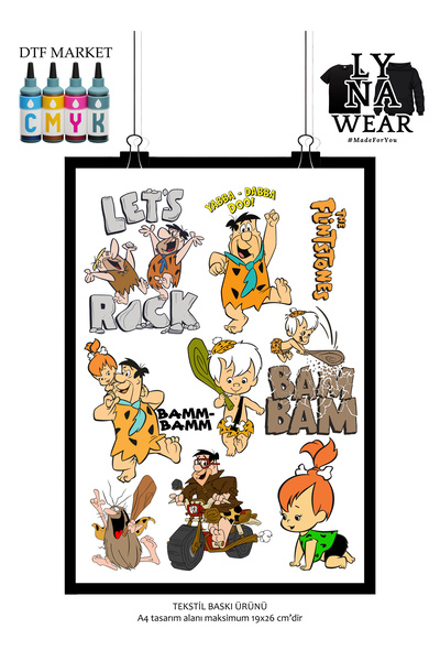 Lyna Wear A4 DTF Taş Devri Tekstil Baskı Transfer Baskı Etiketi Ütü İle Her T...
