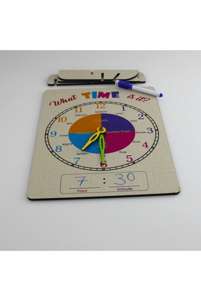 eryatex Summer-sil Wooden Clock Learning Material Educational Tutorial Clock Learning Set Preschool Clock Learning Set