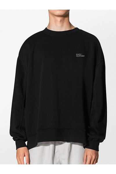 Eazy Co Hanorac subțire unisex negru cu decolteu rotund Eazy Basic oversize