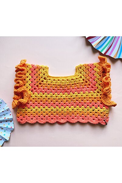 The Cloudish Shop Kız Bebek Çocuk Merserize El Örgüsü Crop Bluz 2-3 Yaş fırfı...