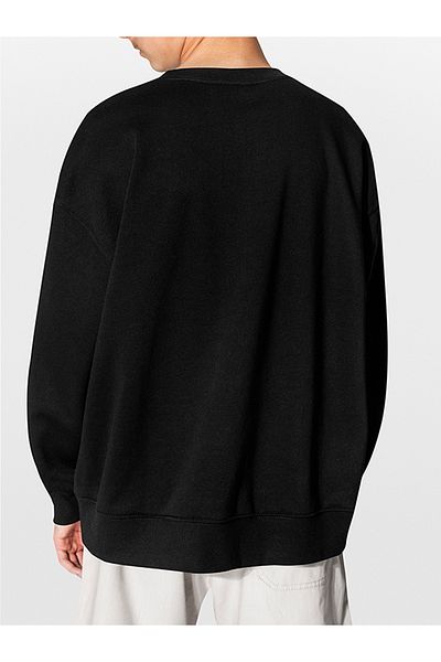 Eazy Co Hanorac subțire unisex negru cu decolteu rotund Eazy Basic oversize