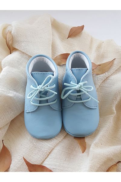 Hodore Baby Blue Genuine Leather Baby Booties