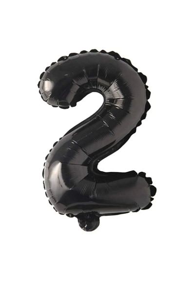 SURPRISE PARTY STORE 2 Number Balloon Black Color Foil Balloon 76 cm 34 inch Helium Balloon 2 Years Old Balloon Black 2 Number Foil Balloon
